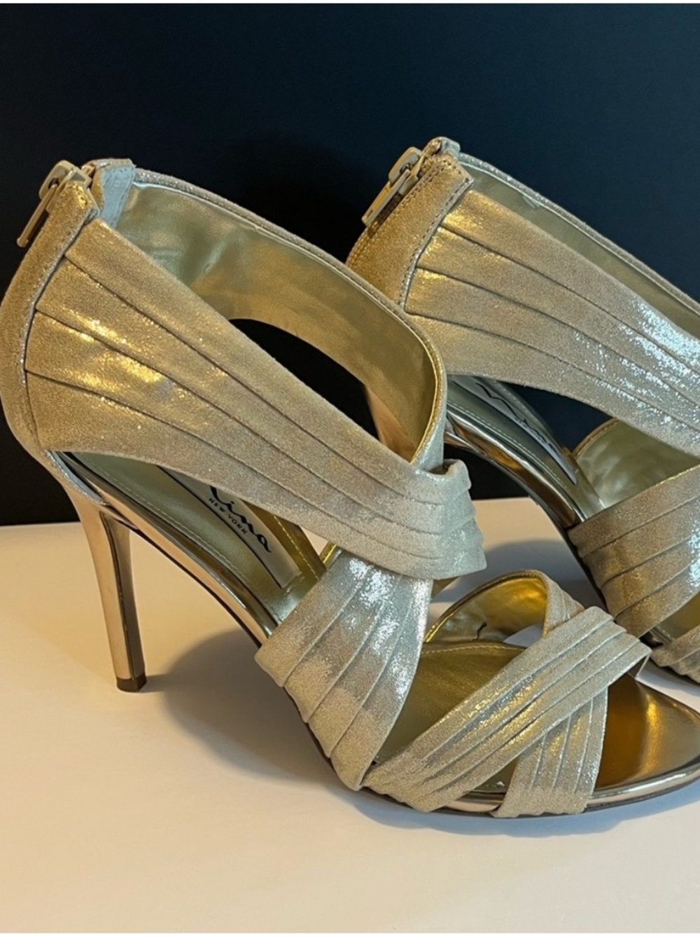 Nina Metallic Gold Strappy High Heel Sandals